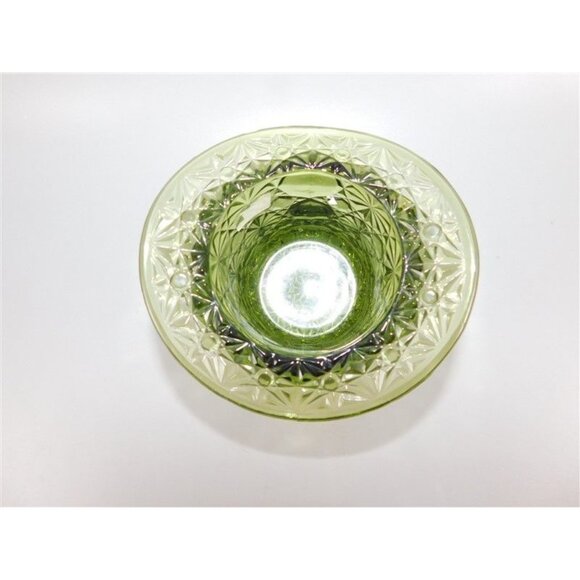 7/1232 Vintage Fenton Daisy and Button Green Glass Top Hat Candy Dish 3.25 x 4.5 - Picture 3 of 4